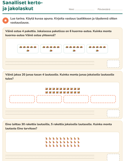Esikatselu: Sanalliset tehtävät-tehtäväarkki, aiheena Lelut, 3. luokka