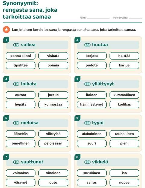 Synonyymit: rengasta sana, joka tarkoittaa samaa