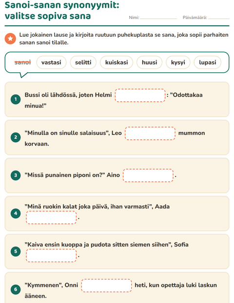 Sanoi-sanan synonyymit: valitse sopiva sana