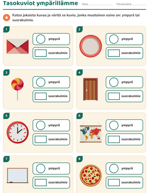 Tasokuviot ympärillämme: ympyrä vai suorakulmio?