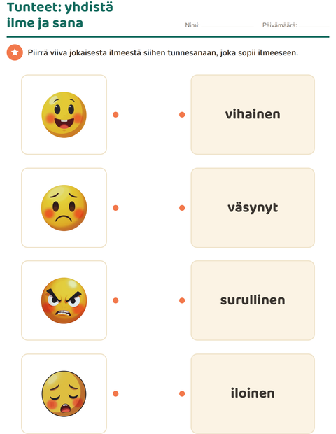 Esikatselu: Tunnetaidot-tehtäväarkki, Esiopetus