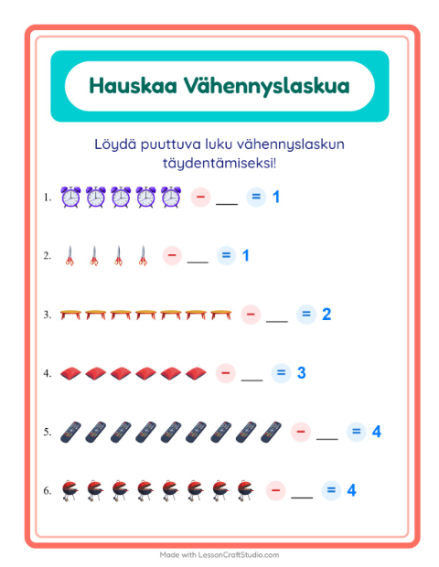 Etsi vähennettävä luku – Kodin ympärillä