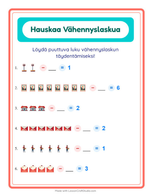 Etsi vähennettävä luku – Postitoimisto