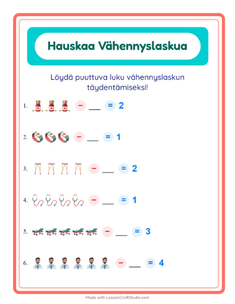 Etsi vähennettävä luku – Sairaala
