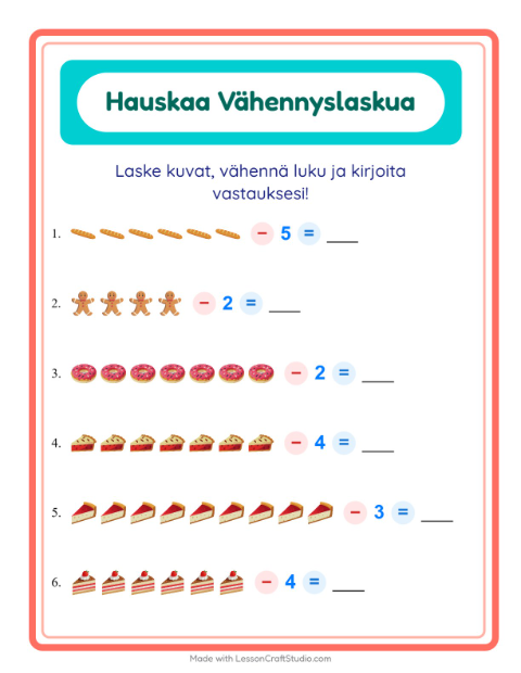 Vähennä luku kuvista – Leipomo