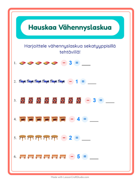 Vähennyslaskua sekaisin – Huonekalut