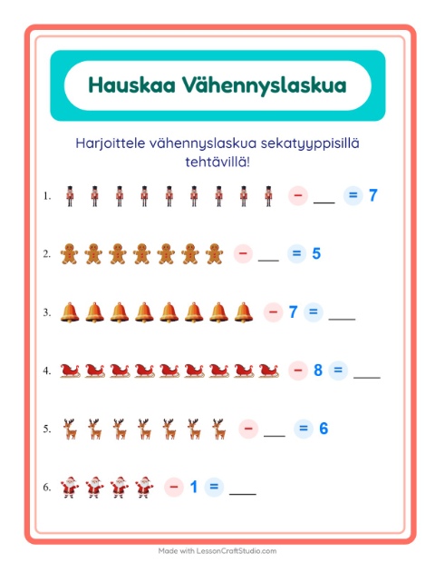 Vähennyslaskua sekaisin – Joulu