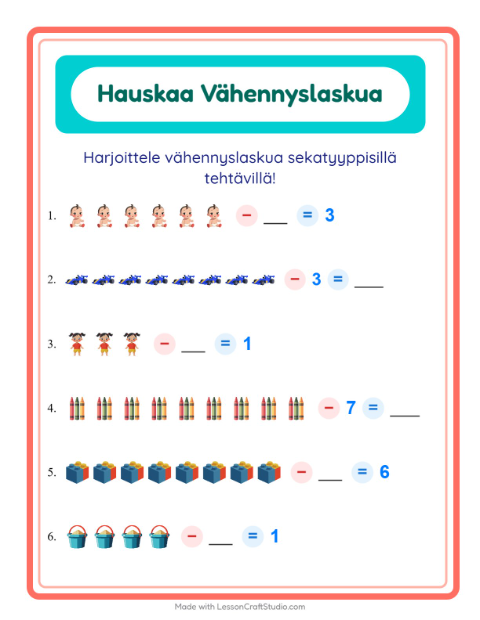 Vähennyslaskua sekaisin – Lelut