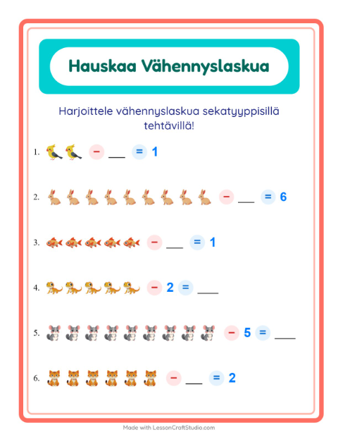 Vähennyslaskua sekaisin – Lemmikit