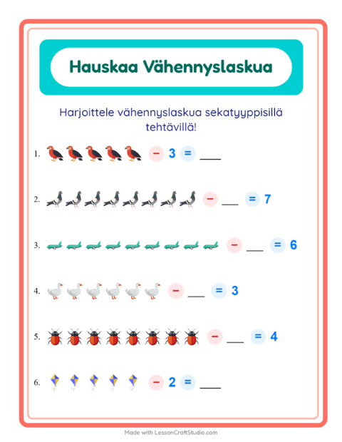 Vähennyslaskua sekaisin – Lentävät asiat