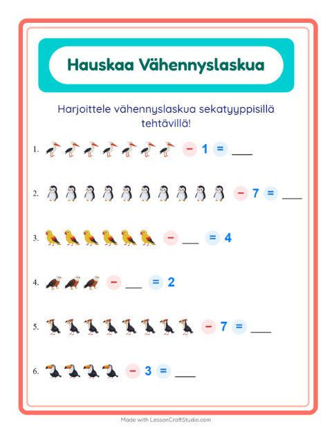 Vähennyslaskua sekaisin – Linnut