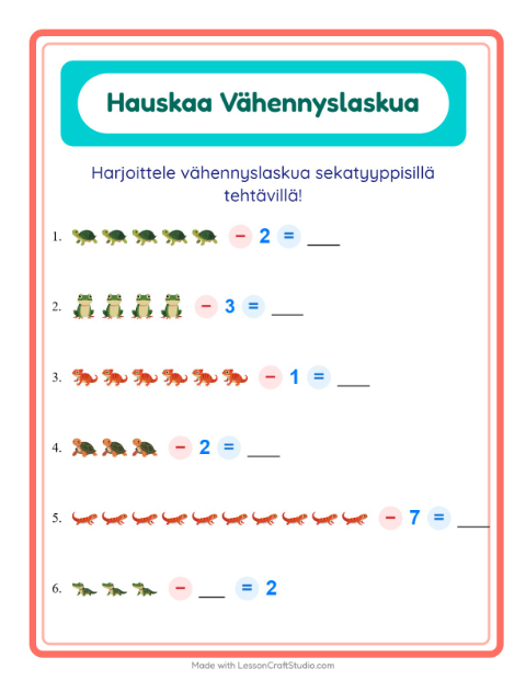 Vähennyslaskua sekaisin – Matelijat ja sammakkoeläimet