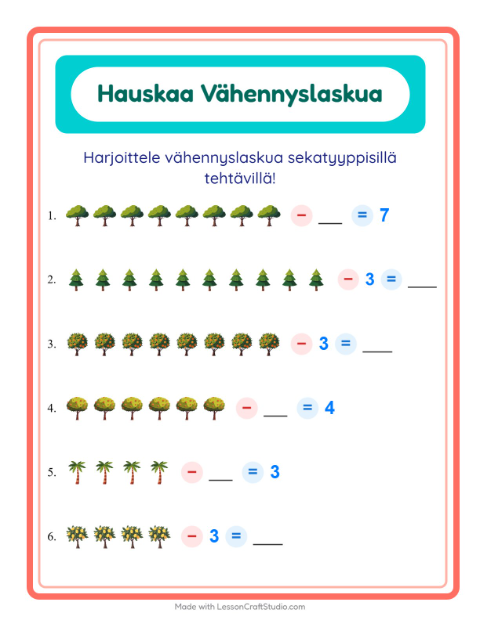 Vähennyslaskua sekaisin – Puut