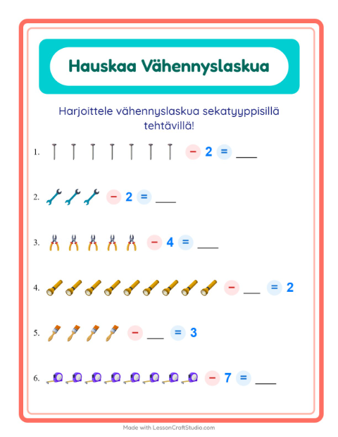 Vähennyslaskua sekaisin – Työkalut