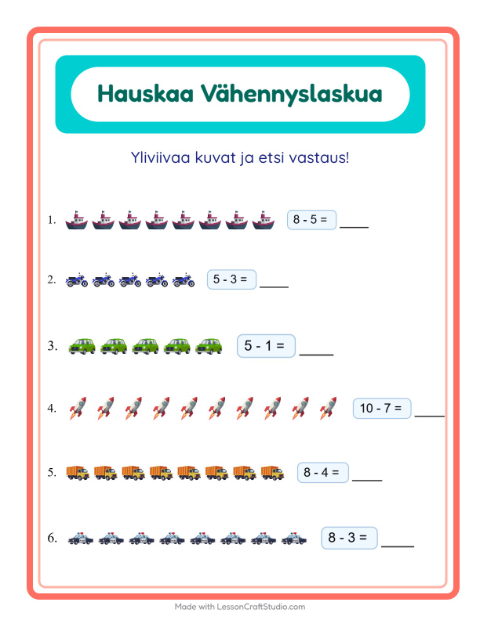 Yliviivaa ja laske – Ajoneuvot