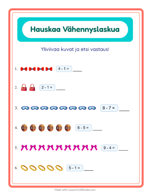 Yliviivaa ja laske – Asusteet