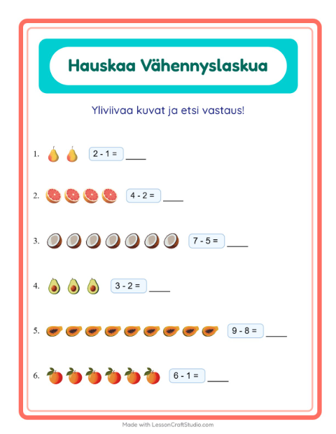 Yliviivaa ja laske – Hedelmät