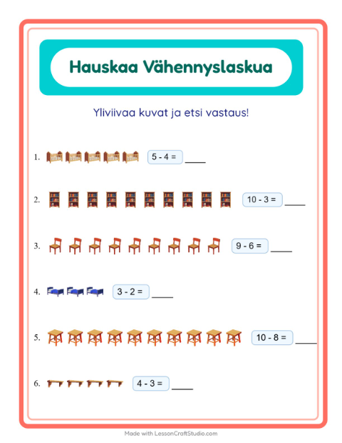 Yliviivaa ja laske – Huonekalut