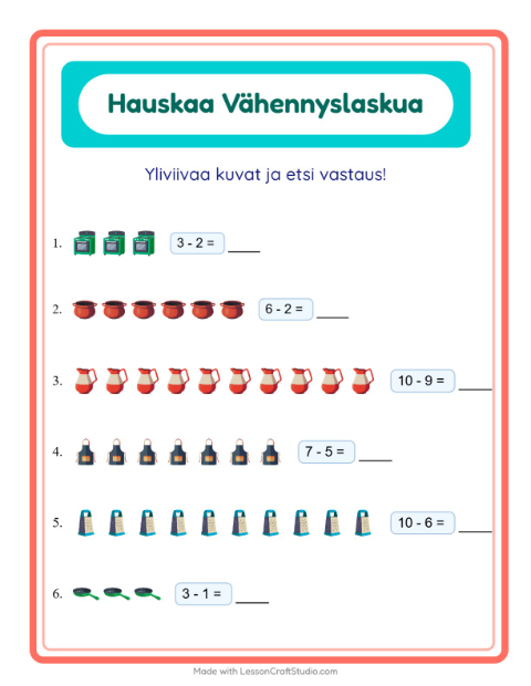 Yliviivaa ja laske – Keittiövälineet