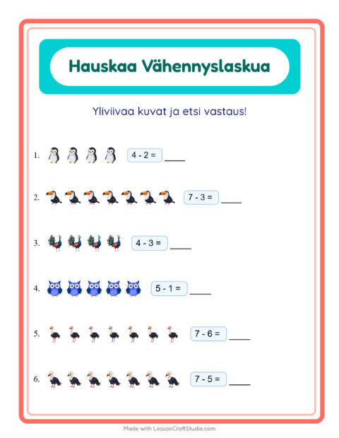 Yliviivaa ja laske – Linnut