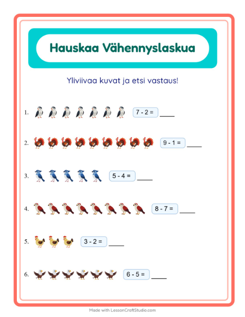Yliviivaa ja laske – Linnut 2