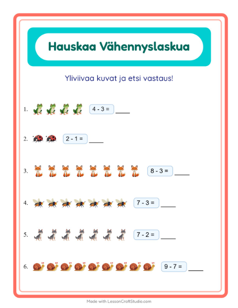 Yliviivaa ja laske – Metsän eläimet
