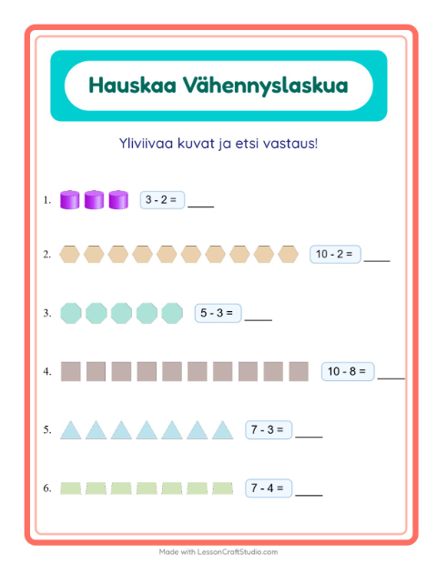 Yliviivaa ja laske – Muodot