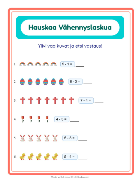 Yliviivaa ja laske – Pääsiäinen
