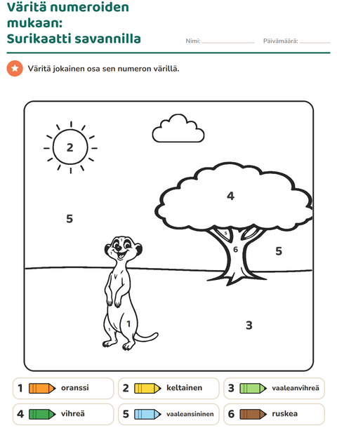 Esikatselu: Värityslaskut-tehtäväarkki, Esiopetus