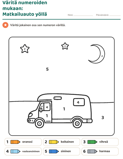Esikatselu: Värityslaskut-tehtäväarkki, Esiopetus