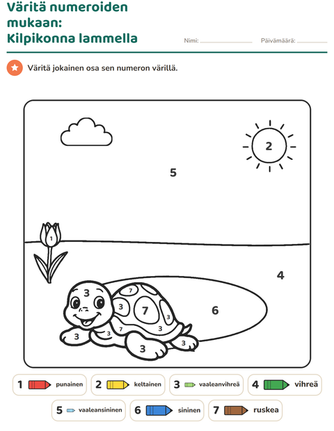 Esikatselu: Värityslaskut-tehtäväarkki, Esiopetus
