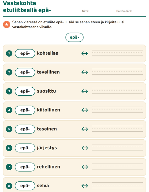 Esikatselu: Vastakohdat-tehtäväarkki, 2. luokka
