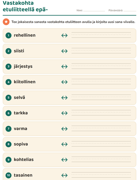 Esikatselu: Vastakohdat-tehtäväarkki, 2. luokka