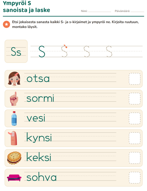 Esikatselu: Viikon kirjain-tehtäväarkki, Esiopetus