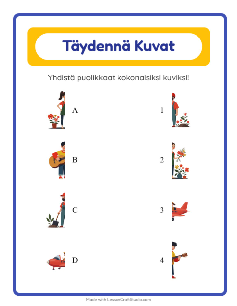 Esikatselu: Yhdistä varjot: Ammatit – esikouluikäisille