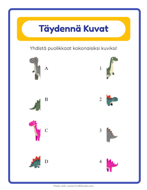 Esikatselu: Yhdistä varjot: Dinosaurukset – esikouluikäisille