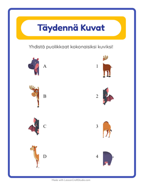 Yhdistä varjot – Eläimet