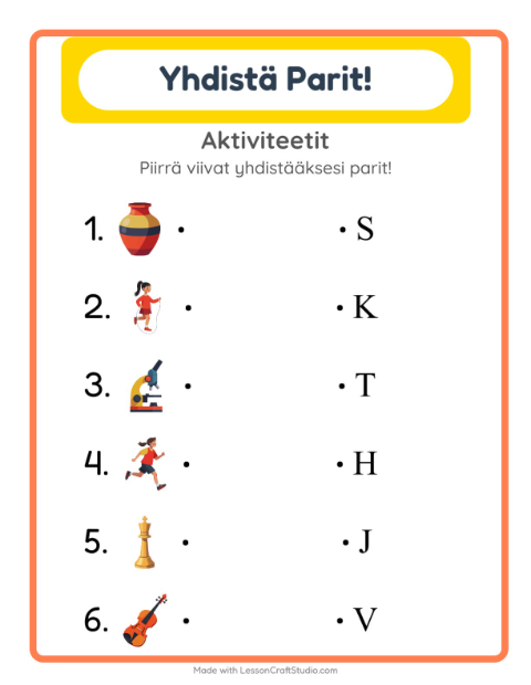 Alkuäänne ja kirjain – Aktiviteetit