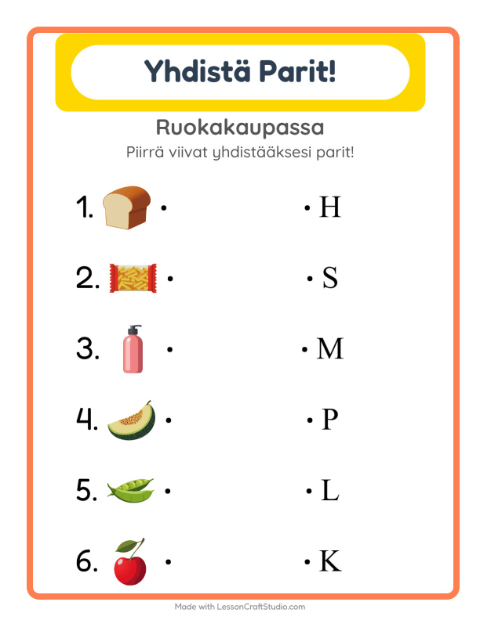 Alkuäänne ja kirjain – Ruokakaupassa