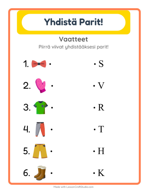 Alkuäänne ja kirjain – Vaatteet