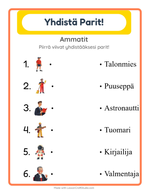 Lue ja yhdistä – Ammatit