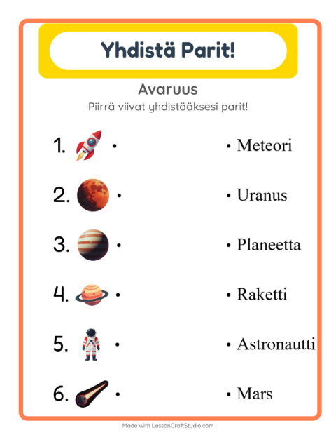 Lue ja yhdistä – Avaruus