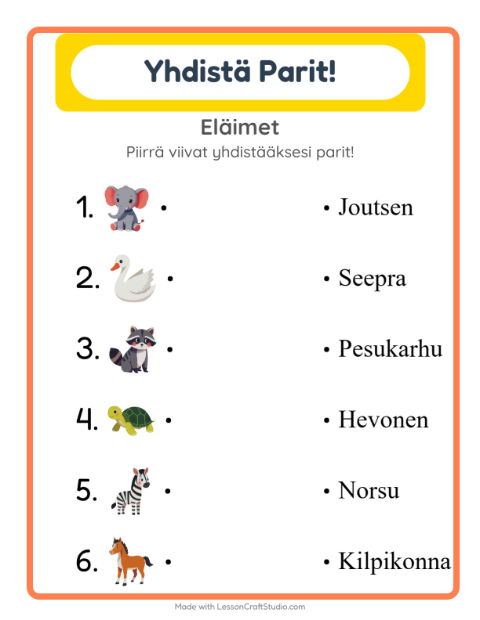 Lue ja yhdistä – Eläimet