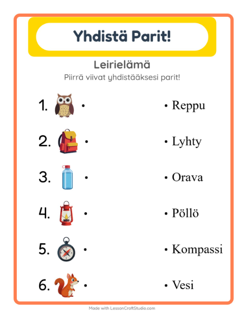 Lue ja yhdistä – Leirielämä