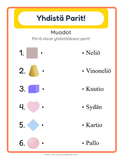 Lue ja yhdistä – Muodot