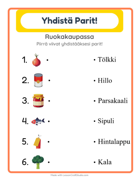 Lue ja yhdistä – Ruokakaupassa