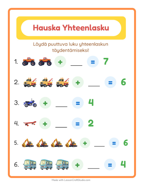 Puuttuva luku – Ajoneuvot