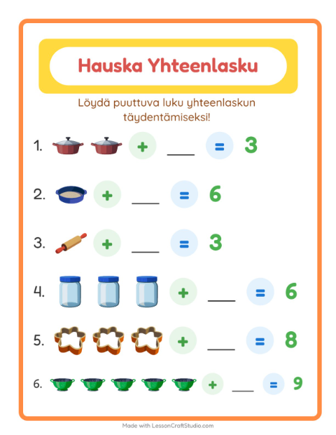 Puuttuva luku – Keittiövälineet