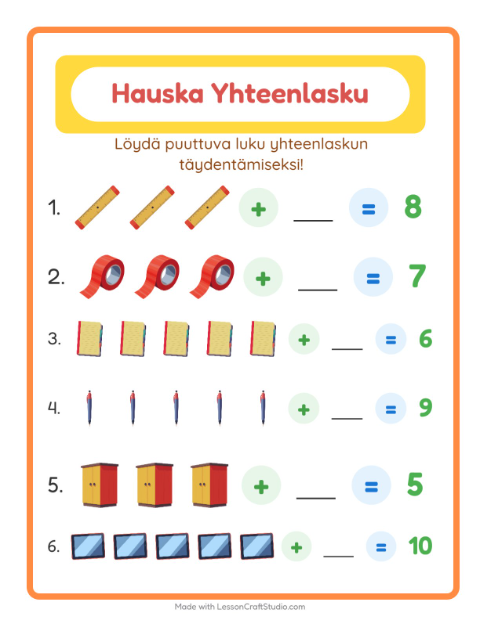 Puuttuva luku – Luokkahuone