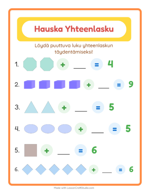 Puuttuva luku – Muodot